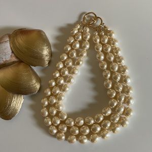 Faux Pearl Three strand layered necklace